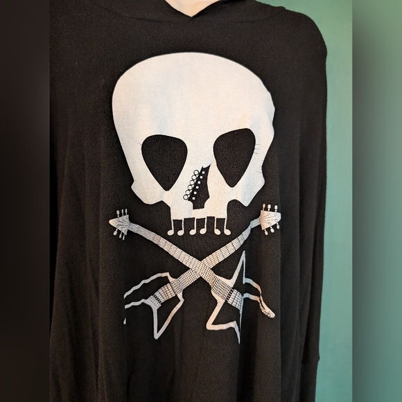 Black Lauren Moshi music skull Wilma X thumb hole hoodie size medium/large - Picture 2 of 5